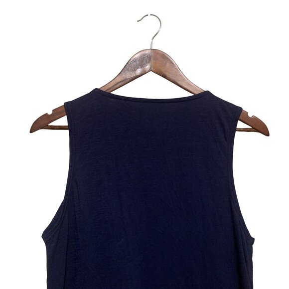 Lucky Brand Women's Top Navy Sleeveless Tank White Floral Embroidery Sz M Boho - Picture 10 of 15